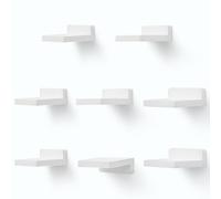 PHOENANCEE Lot de 8 Petites Etagères Murales Flottantes Carrées en Bois pour Petits Objets, Décoration pour Chambre à Coucher, Salon, 10,2 x 10,2 x 4 cm (Blanc Rustique)