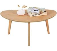 PHOENANCEE Table Basse Ovale de Salon, manguier Massif et Pieds en Bois de chêne, Style Industriel, pour Salon, Chambre, 85CM(Bois Naturel)