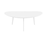 PHOENANCEE Table Basse Ovale de Salon, Table de manguier Massif et Pieds de Table en Bois de chêne, Style Industriel, pour Salon, Chambre, 120CM(Blanc)