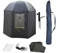 PHOENIX 91109 Parapluie de pêche Ø250 cm tente de pêche avec pied de parapluie et piquets de sol, protège de la pluie, du vent, du froid et des rayons UV, pour 3 hommes et matériel + étui GRATUIT