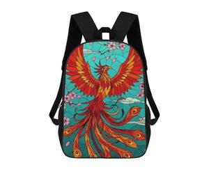 Phoenix And Cherry Blossoms Stained Glass Sacs À Dos Pour Enfants, Sac À Dos Scolaire, Sac À Dos Imprimé En 3D Pour Enfants, Sac À Dos De Voyage, Sac À Livres, Sac D'école Pour Enfants 17inch