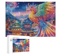 Phoenix avec des Papillons et des Fleurs Puzzle 300 Pièces pour Famille Temps Au Salon Travail D’Équipe Cadeau pour Moments Familiaux 300 PCS