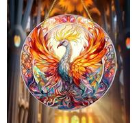Phoenix Bird Attrape-soleil en acrylique à suspendre, attrape-soleil en forme de fleur, décoration de fenêtre, panneau de vitrail, décoration murale, cadeau d'anniversaire