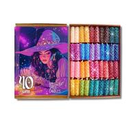 Phoenix Candle Company Lot de 40 bougies de sorts à la cire d'abeille pailletée de 5 cm | couleurs assorties | non parfumées | rouge wiccan | nuancier | roulées à la main | durée de combustion : 35
