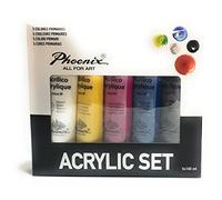 PHOENIX Coffret 5 Tubes 100 ML Acrylique PRIMAIRES + Blanc + Noir
