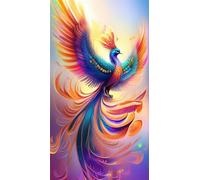 Phoenix coloré Diamond Painting,5D DIY Diamant Painting Kit Complet,Loisirs Créatifs Adultes Peinture Diamant Artisanat Strass Painting avec Accessoires,pour Décoration Intérieur Murale 30x60cm WS3655