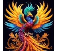 Phoenix coloré Diamond Painting Art Kits, 5D DIY Diamond Painting Artisanat Kit Complet, Diamant Painting Kit Enfants Noël Diamant Strass Point de Croix Cristal Painting pour Murale Décor 25x25cm H180