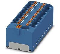 PHOENIX CONTACT PTFIX 10/18X4 BU Bloc de distribution 450 V 32 A Nombre de bornes 19 Section 0,2 mm² - 6 mm² AWG 24-10 Largeur 64,8 mm Hauteur 21,7 mm Bleu 8 Pièces