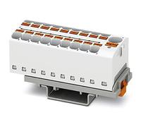 PHOENIX CONTACT PTFIX 10/18X4-NS35 WH Bloc de distribution - Nombre de connecteurs 19 - Section 0,5 mm² - 10 mm² - AWG 20-6 - Largeur 28,6 mm - Blanc