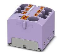 PHOENIX CONTACT PTFIX 10/6X4-G VT Bloc de distribution interne ponté 450V 32A Nombre de bornes 7 Section 0.2mm²-6mm² AWG 24-10 Largeur 27.9mm Hauteur 22.7mm Violet 8 Pièces