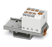 PHOENIX CONTACT PTFIX 10/6X4-NS35WH Bloc de distribution 800V 63A Nombre de bornes 7 Section 0.2mm²-6mm² AWG 24-10 Largeur 28.6mm Blanc