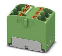 PHOENIX CONTACT PTFIX 6X4 GN Bloc de distribution interne ponté 450V 32A Nombre de bornes 6 Section 0.2mm²-6mm² AWG 24-10 Largeur 18.5mm Hauteur 21.7mm Vert 10 Pièces