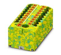 PHOENIX CONTACT PTFIX Bloc de distribution GNYE 6/18 x 2,5 mm - Largeur : 56,5 mm - Hauteur : 21,7 mm - 26-12 AWG - Tension nominale : 450 V - Courant nominal : 24 A - 19 connecteurs - Section transversale : 0,14 mm² - Vert/jaune - 8 pièces