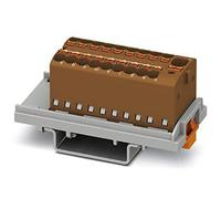 PHOENIX CONTACT PTFIX Lot de 20 blocs de distribution 4/18X1.5-NS35 BN - Tension nominale : 500 V - Courant nominal : 17,5 A - Connecteur push-in - 19 connecteurs - Largeur : 21,6 mm - Marron