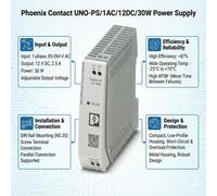 Phoenix Contact Alimentation de l'ONU PS/1AC/12DC/30 W, 2902998