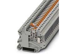 PHOENIX CONTACT UT 4-MT-P/P Bloc de 50 bornes à lame avec vis de test pour introduire des bouchons de test, raccord à vis, 2 nombres de raccordement, AWG 26-10, section transversale nominale 4 mm², gris