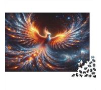 Phoenix Cosmic Fire Challenging Adult Jigsaws: Golden Fiery Phoenix Educational Games Suitable for Decompression & Wall Decor 38x26cm/1000pcs