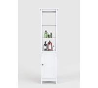 Phoenix Country Étagère de Salle de Bain avec Beaucoup d'espace de Rangement, Disponible en différentes Variations, laqué Blanc, Style Maison de Campagne (1 Porte et 3 étagères Ouvertes)