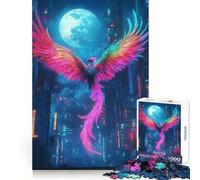 Phoenix dans Neon City Puzzle de 1000 pièces pour Adolescents Puzzle Facile à Assembler et à découper pour Les vœux du Père Noël (38x52cm)