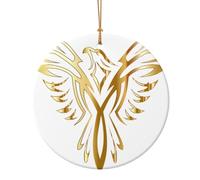 Phoenix Décoration de Noël ronde en céramique à suspendre pour sapin de Noël, décoration d'intérieur et d'extérieur 7,3 cm