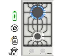 Phönix Domino-BSL Réchaud à gaz inox Réchaud à gaz 2 feux, propane/gaz naturel, gaz H Allumage par pile