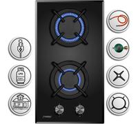 Domino Plaque De Cuisson À Gaz En Verre 2 Brûleurs Autonome LPG / Edrgas