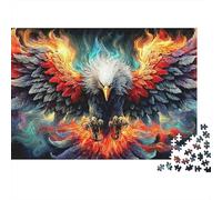 Phoenix Eagle 1000 pièces Jigsaw pour Adultes Fiery Phoenix dans Flames Premium Haute qualité épais Solide Vif Stimulant Difficile Anti-Stress Famille Cadeau 38x26cm/1000 pièces