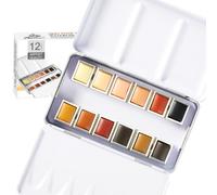PHOENIX Ensemble de peinture aquarelle couleur peau - 12 couleurs chair de qualité artiste demi-godets palette de qualité pigment aquarelle de voyage ensemble portable en métal pour adultes, artistes