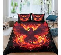 Phoenix feu Linge de Lit Microfibre résistante 3 pièces 3D Imprimée Léger Mythical creature Housse de Couette avec Taie d'oreiller Entretien Facile for Chambre de adolescents King（220x240cm）