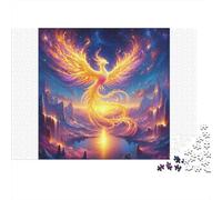 Phoenix Fire Bird 100% Recycled Cardboard Golden Glow Phoenix 1000Pc Adult Jigsaws for Adults & Kids Brainteasing 52x38cm/1000pcs