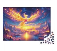 Phoenix Fire Bird 1000 Piece Adult Jigsaws: Fiery Phoenix in Fantasy Land Educational Games Suitable for Decompression 38x26cm/1000pcs