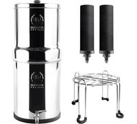 Phoenix Gravity - 12 litres certifié NSF/ANSI 42 et 372 système de filtration d’eau sur comptoir en acier inoxydable avec 2 cartouches Smart Carbon (noir), Free acier inoxydable Stand et Tap