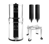 Phoenix Gravity - 6 litres certifié NSF/ANSI 42 et 372 système de filtration d’eau sur comptoir en acier inoxydable avec 2 cartouches Smart Carbon (noir), Free acier inoxydable Stand et Tap