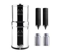 Phoenix Gravity - 8 litres certifié NSF/ANSI 42 et 372 filtre à eau en acier inoxydable avec 2 cartouches Smart Carbon et 2 cartouches POSTreat Steel d’élimination du fluorure, robinet en acier offert