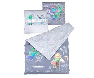 phoenix group AG Minecraft Parure de lit réversible avec Fermeture éclair Respirante 2 Designs en Coton