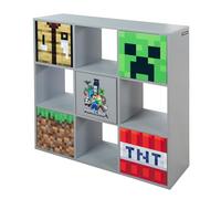 phoenix group Minecraft - Étagère 3x3 pour Enfants avec 9 Compartiments, 5 Portes Push-Open & 4 niches Ouvertes - Meuble coloré pour Chambre d’Enfant - 90x90x30 cm