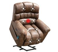 Phoenix Home Grand fauteuil inclinable avec massage et chaleur pour personnes âgées, chaise électrique ergonomique plus large avec port USB, 2 porte-gobelets cachés, gris