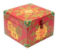 PHOENIX IMPORT Coffret Tibétain fleur peint à la main ROUGE G
