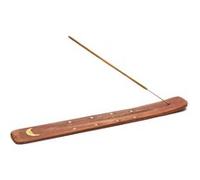 PHOENIX IMPORT Porte bâton d'encens en bois motif Lune en laiton - 25.5 x 3.7 cm G
