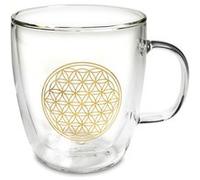 PHOENIX IMPORT Tasse en verre double paroi Fleur de Vie - Volume : 400 ml - Hauteur 10.5 cm - Diamètre 9.5 cm transparent G