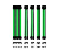 Phoenix Kit de câbles rallonges d'alimentation 24 Broches ATX 4 + 4 Broches EPS 6 + 2 Broches GPU PSU Kit de câble d'extension 30 cm 18 AWG (Noir et Vert)
