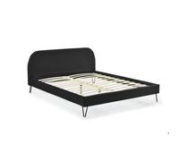 Concept Usine – Lit Phoenix 160 x 200 Velours noir Sommier à lattes intégré 2 personnes Pieds noirs