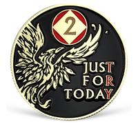Phoenix Médaillon NA 2 ans Just for Today Puce de récupération avec prière de sérénité NA AA Pièce de sobriété de deux ans Narcotiques Anonymes Cadeaux pour homme femme célébrant une vie propre et