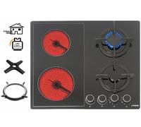 Phönix PE-603ET combi Table de cuisson 4 feux gaz vitrocéramique encastrable noir émaillé