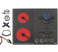 Phönix PE-603ET Combiné Gaz Cuisinière 4 Zones Vitrocéramique Cuisinière