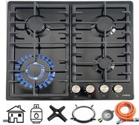 Phönix PE-603T table de cuisson 4 feux gaz encastrable noir émaillé + kit