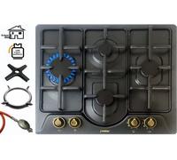 Phönix PE-604T Cuisinière à gaz 4 feux encastrable noir émaillé + accessoires