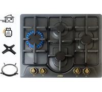 Phönix PE-604T Table de cuisson 4 feux gaz encastrable noir émaillé propane/gaz naturel