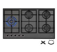 Phönix PG-901LT Plaque de cuisson à gaz encastrée en verre 5 plaques autoalimentées (plaque autoportante/encastrée) avec embout WOK + croix de cuisinière