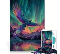 Phoenix Plane sous Les aurores boréales Puzzle de 1000 pièces pour Adolescents Puzzle Facile à Assembler et à découper pour Les vœux du Père Noël (50x75cm)